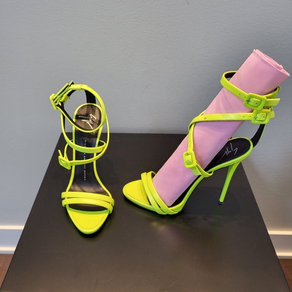 Giuseppe Zanotti neon lime green high heel strappy sandals - Picture 2 of 7